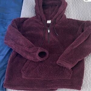 Victoria's Secret Deep Burgundy Sherpa Hoodie